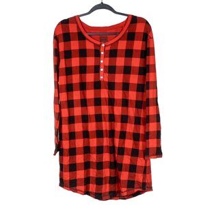 Xhilaration Nightgown S Womens Red Buffalo Plaid Long Sleeve Nightie Cotton